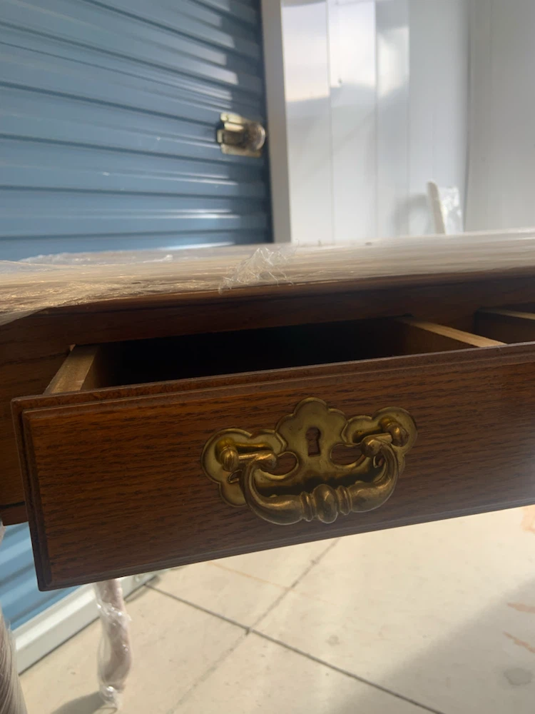 Vintage Wooden Writing Desk with Three Drawers - photo 2