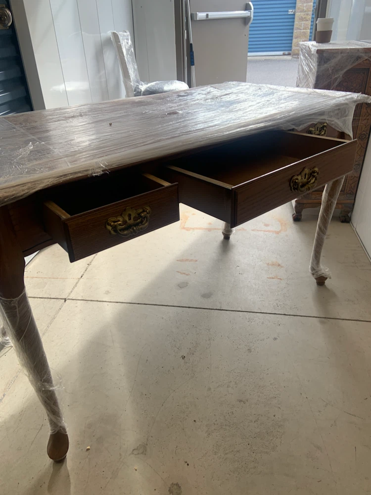 Vintage Wooden Writing Desk with Three Drawers - photo 3