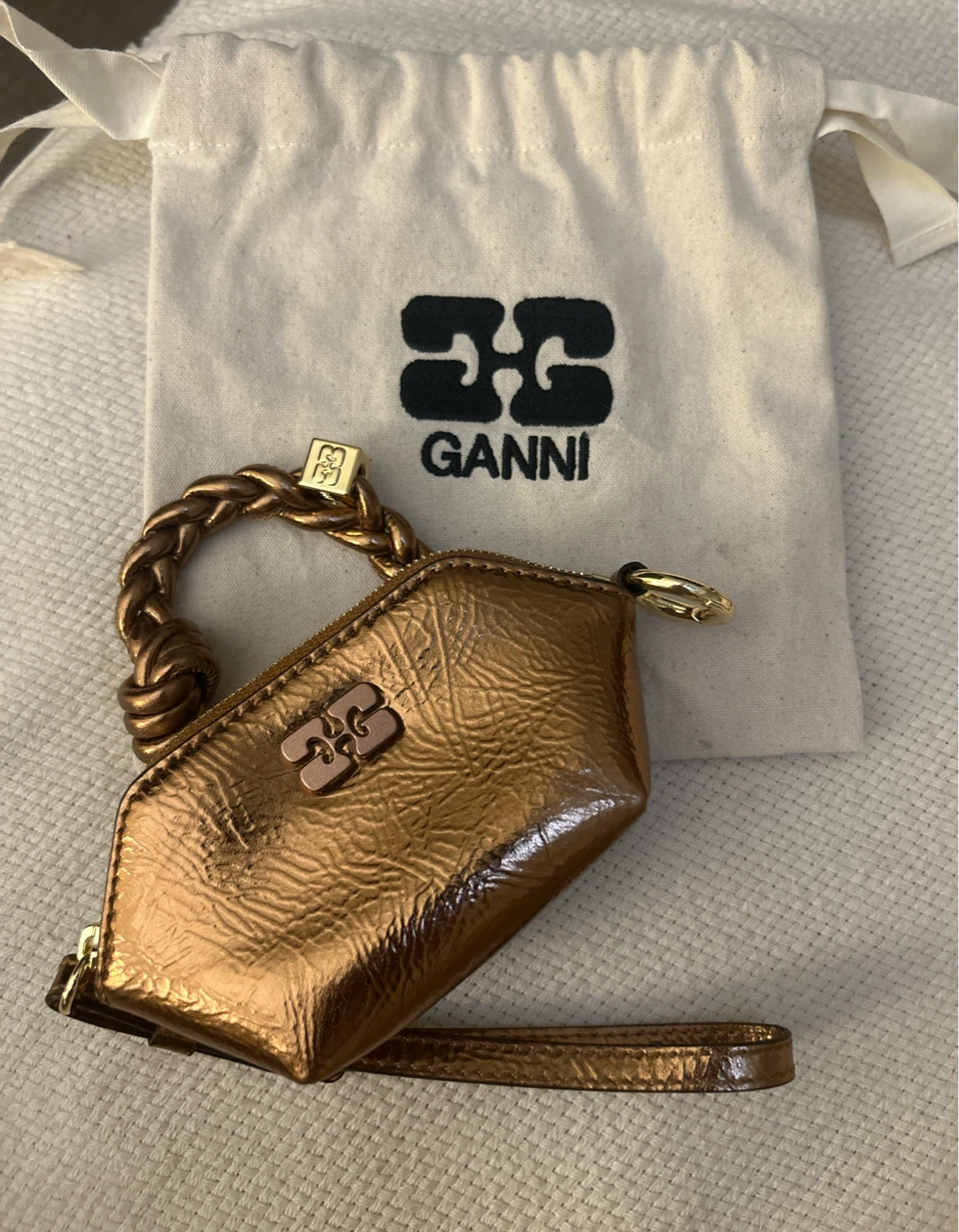 Ganni Bronze Mini Pouch