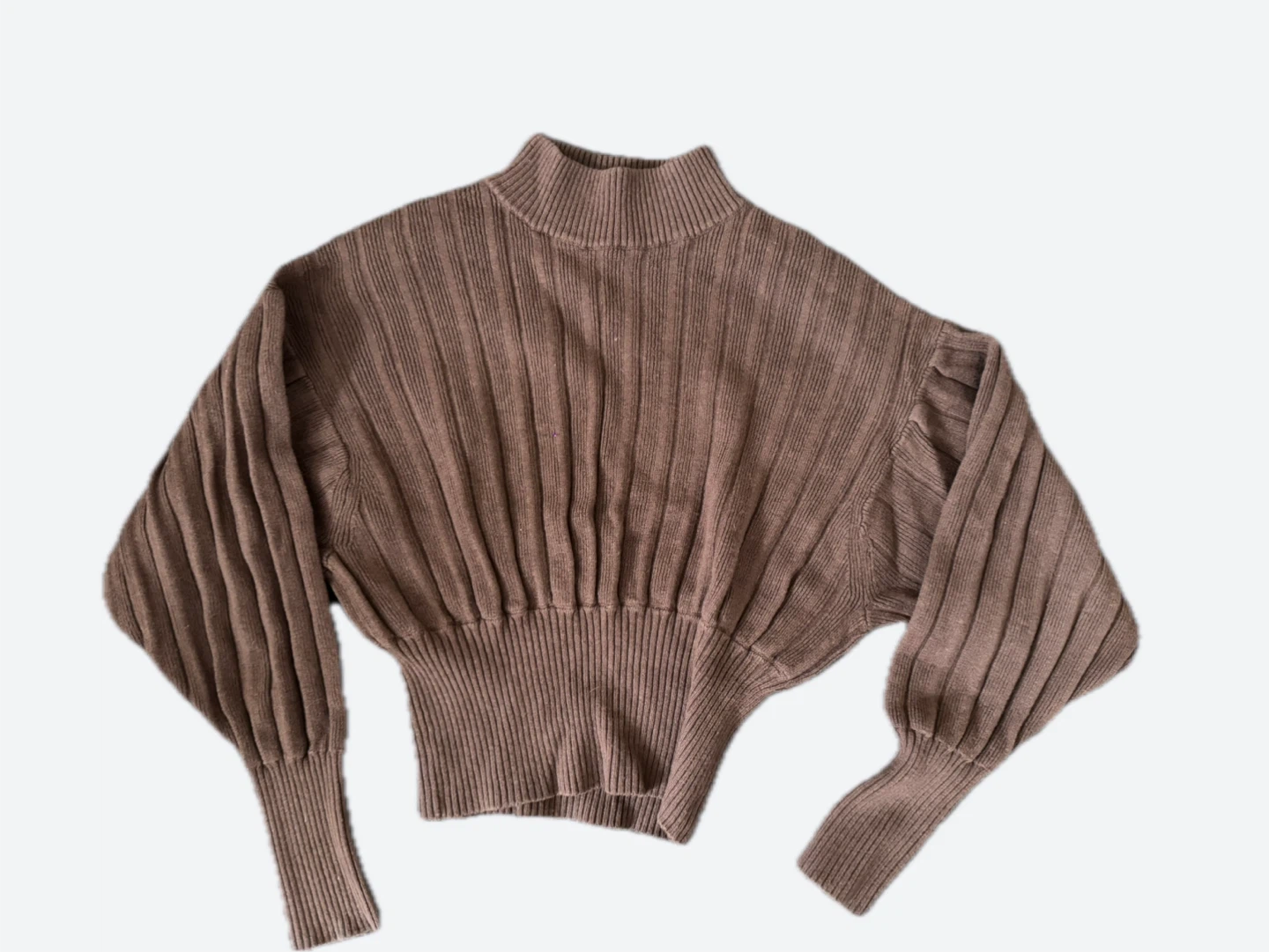 Aritzia - Wilfred Brown Ribbed Mock Neck Sweater