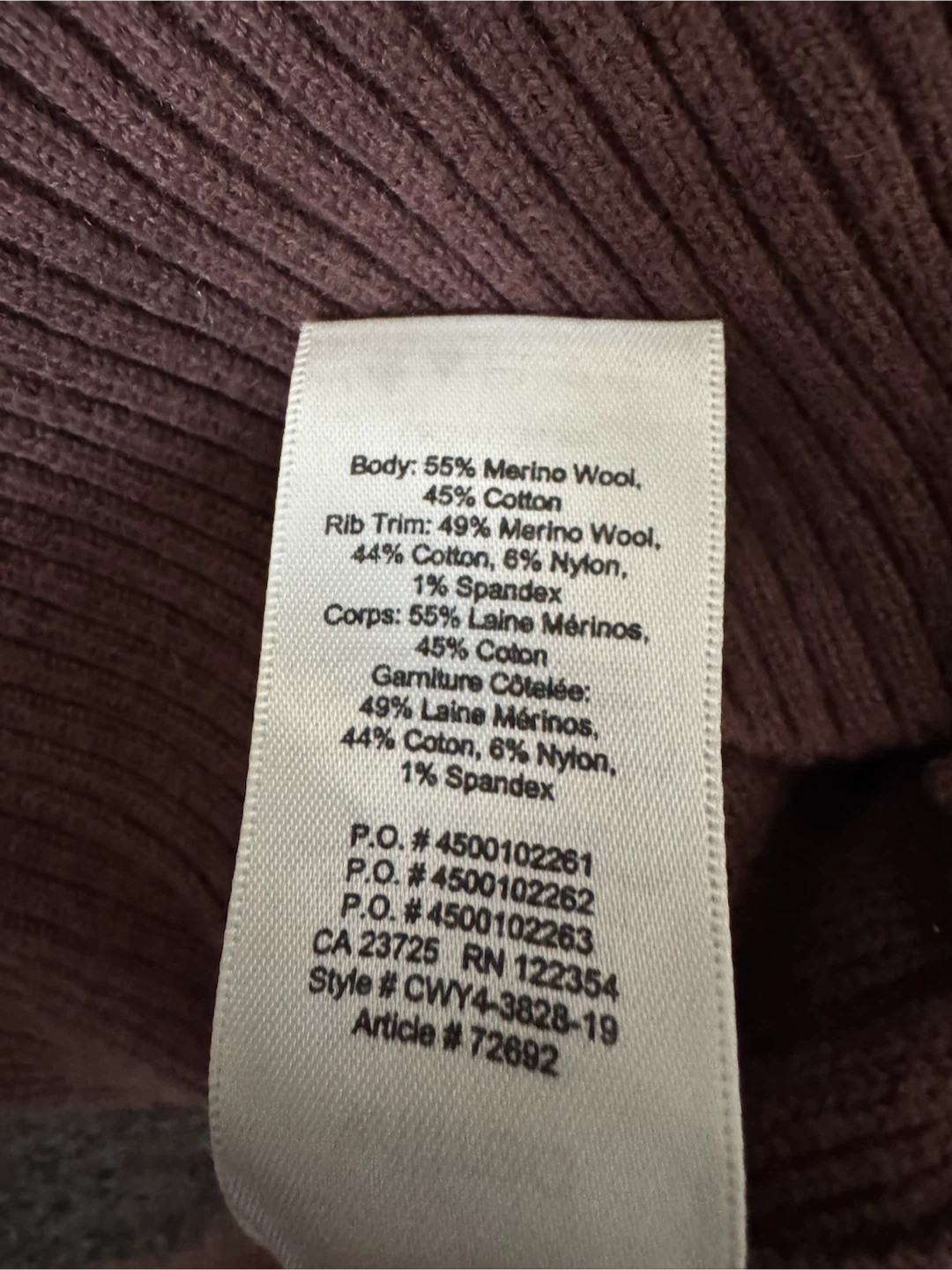 Aritzia - Wilfred Brown Ribbed Mock Neck Sweater - photo 3