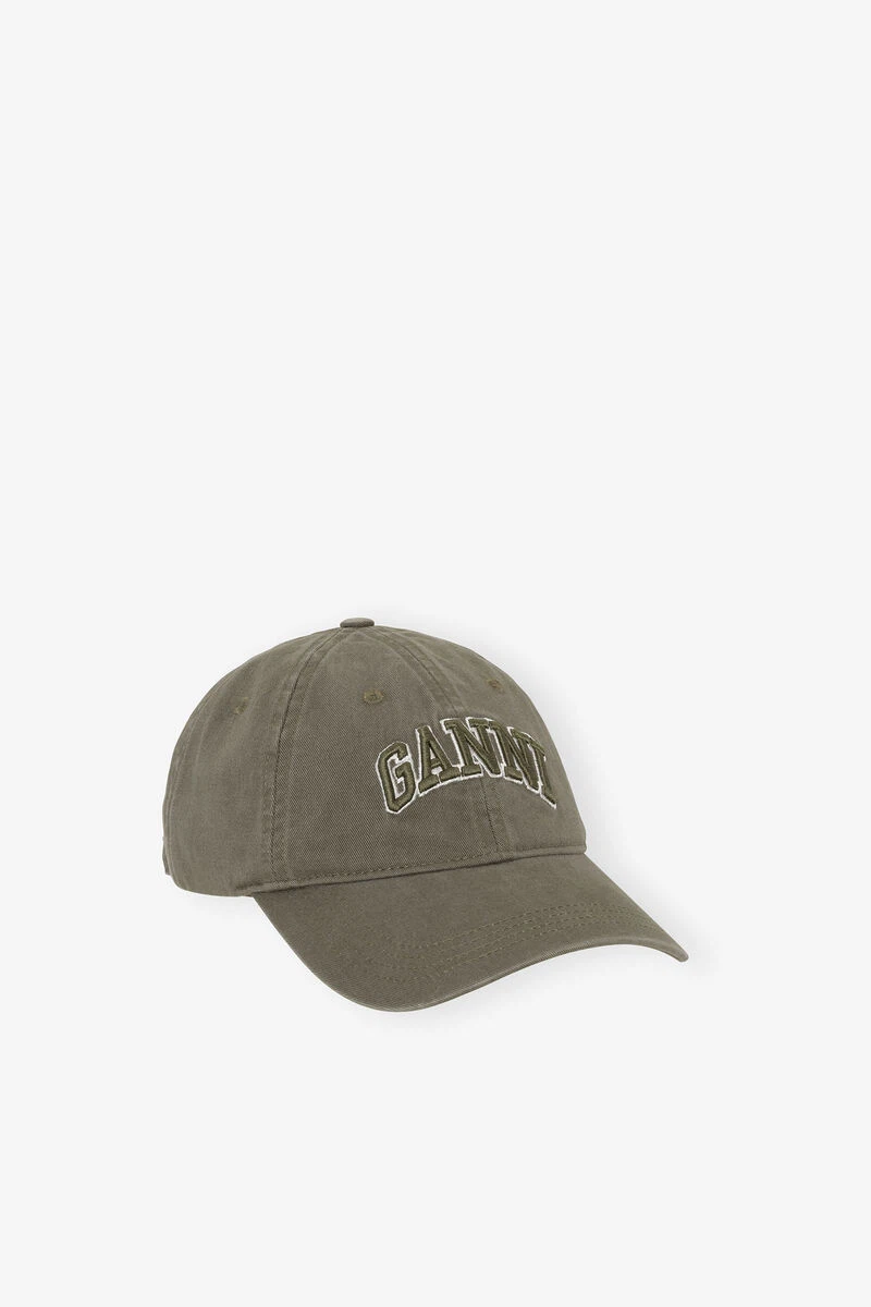 Ganni Logo Baseball Cap in Olive