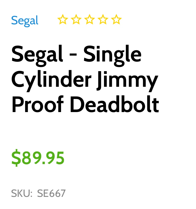 Segal Single Cylinder Jimmy Proof Deadbolt - photo 4