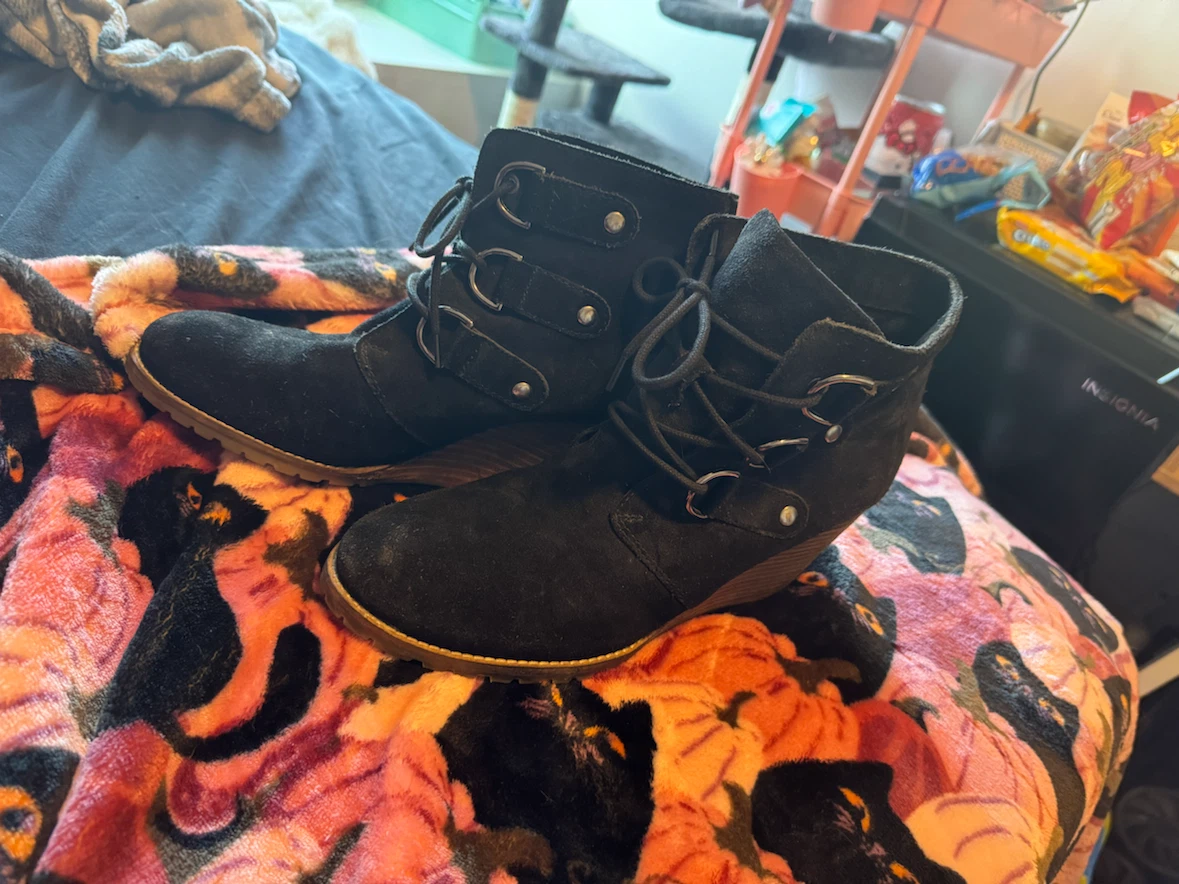 Black Michael cores Lace-Up Wedge Ankle corkscrew heels