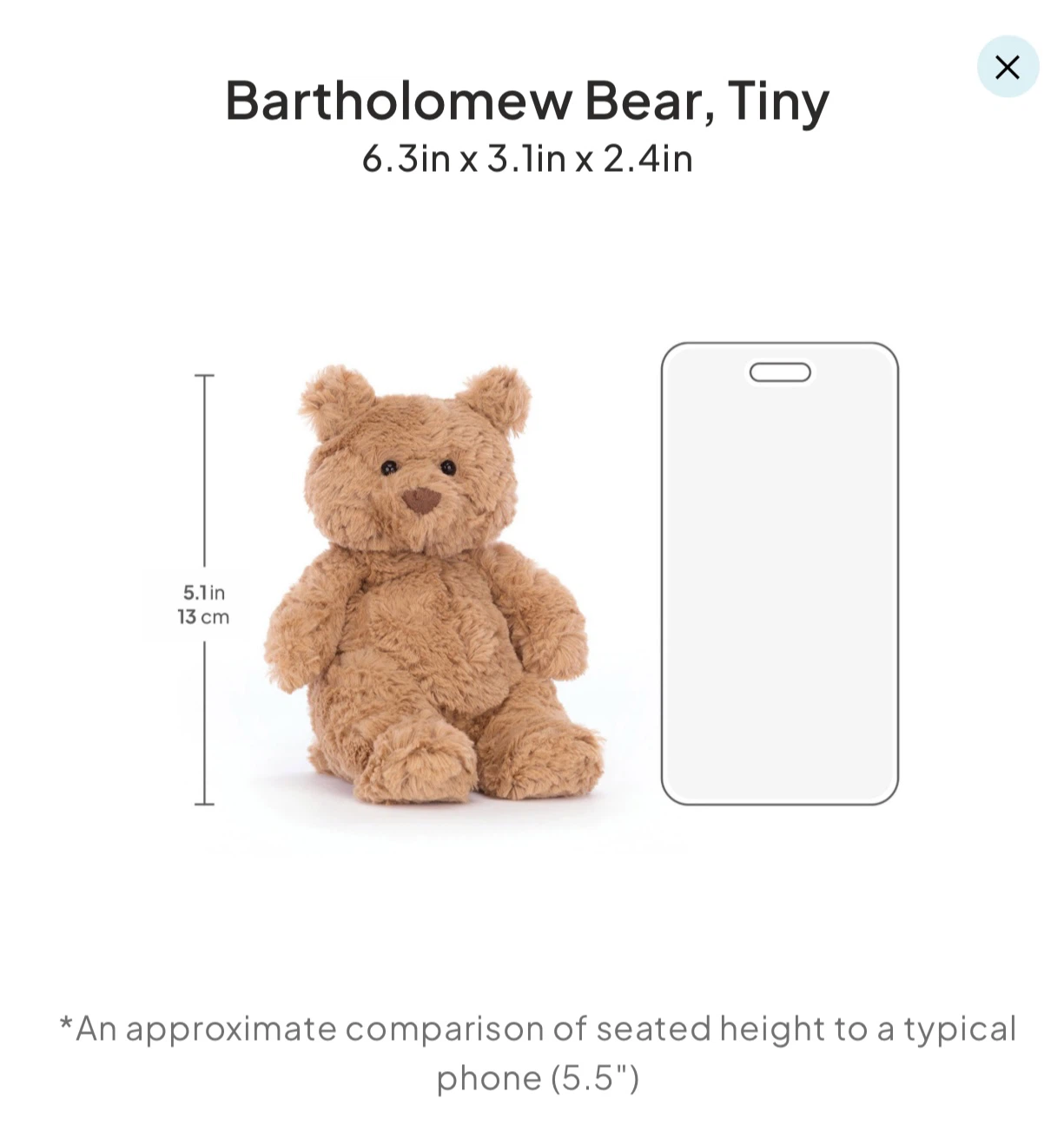 Jellycat Bartholomew Bear Tiny - photo 5
