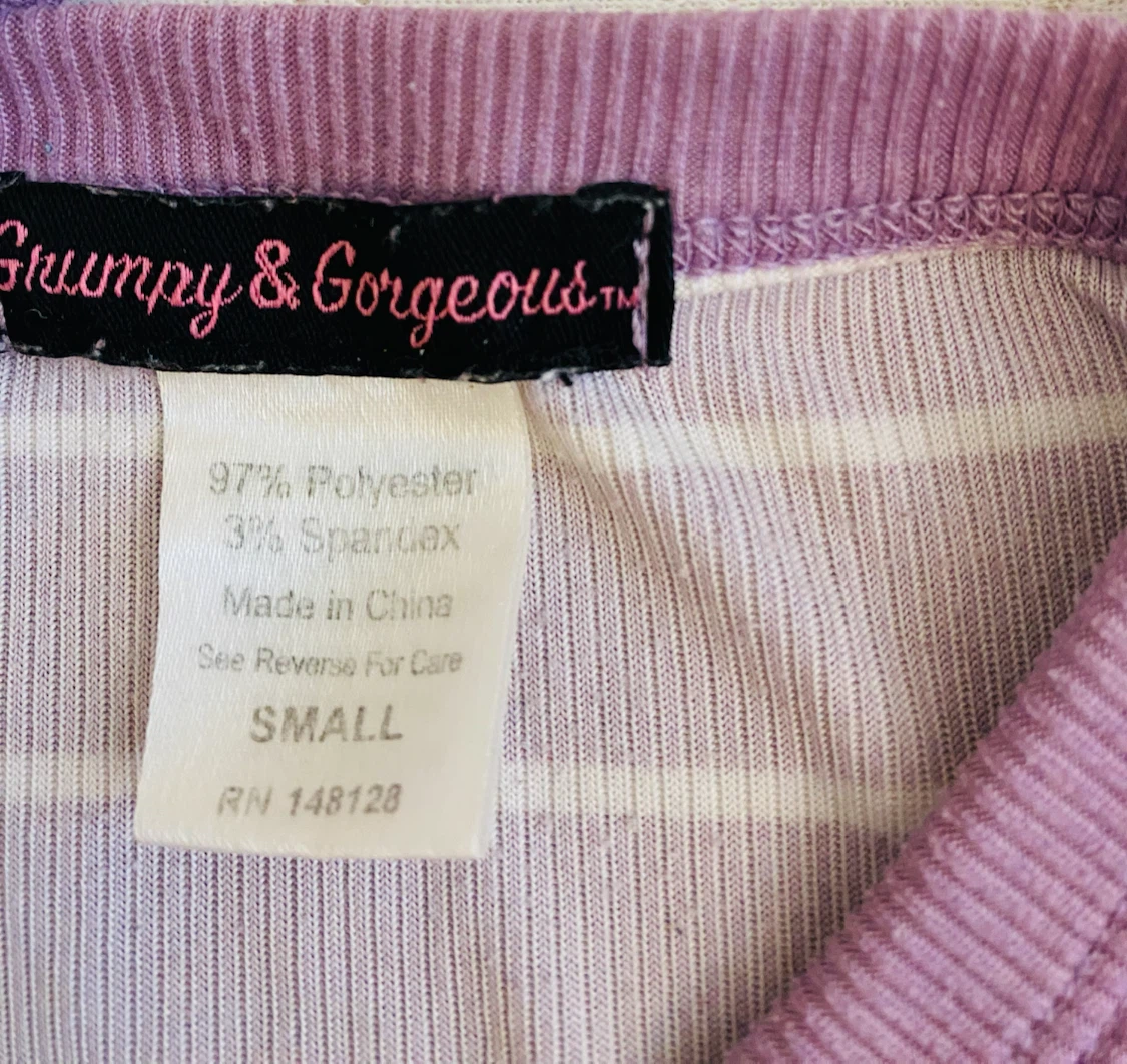 Grumpy & Gorgeous 2-Piece Purple Striped Pajama Set - photo 2