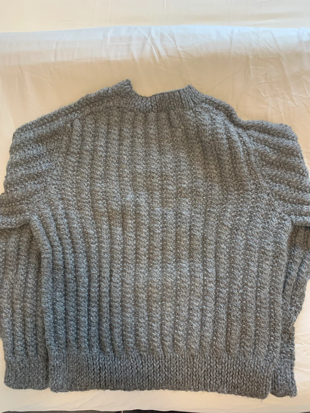 Grey Ribbed Hand-Knitted Wool Sweater - photo 2