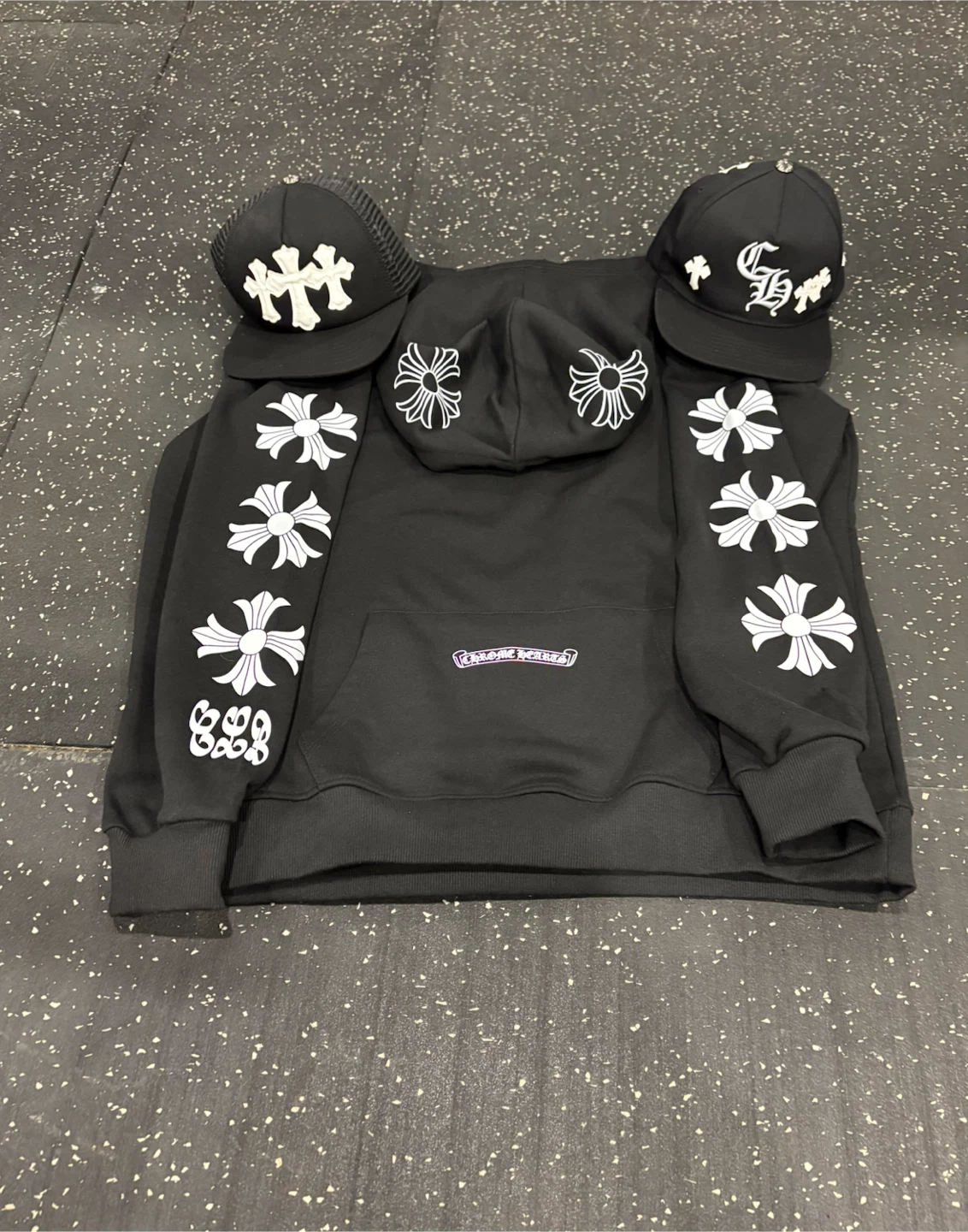 Chrome Hearts Hoodie and Two Hats Bundle