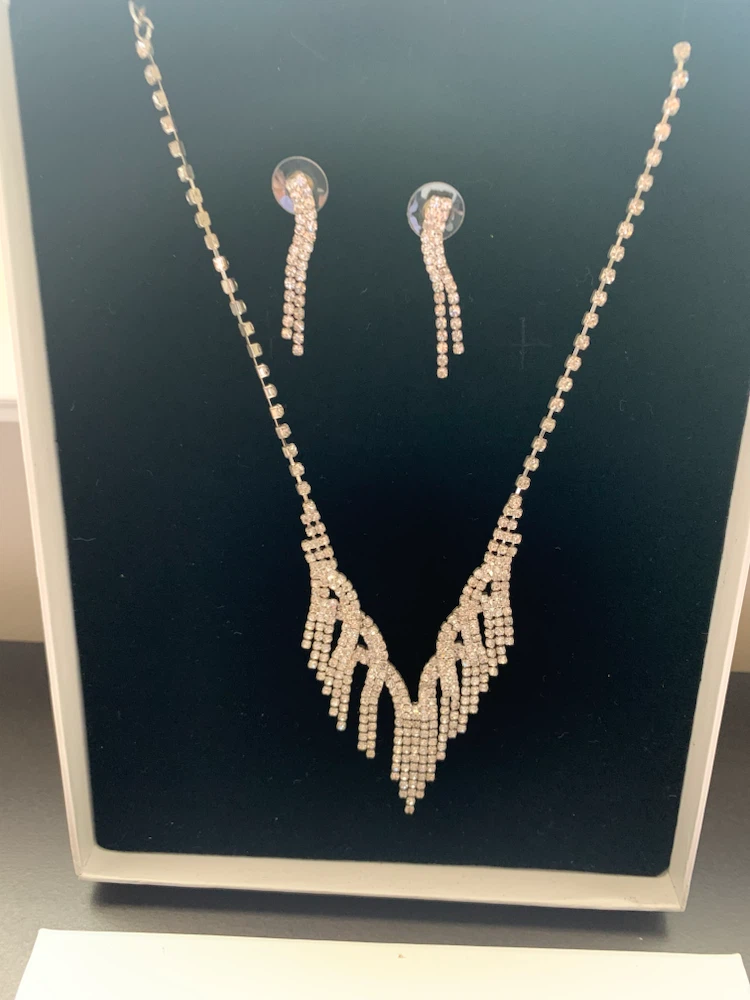 Rhinestone Necklace and Earring Set