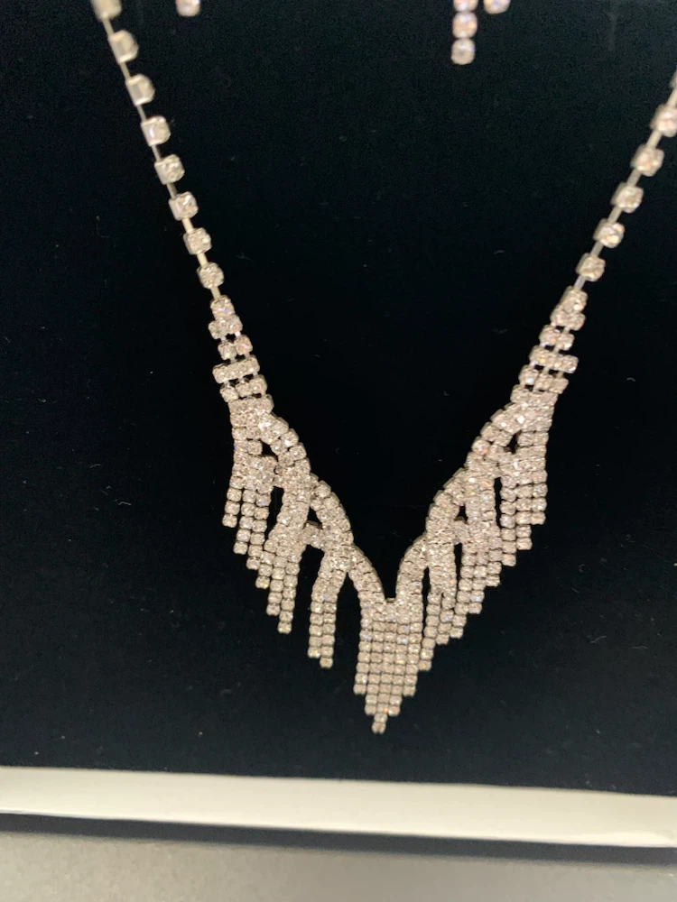 Rhinestone Necklace and Earring Set - photo 2