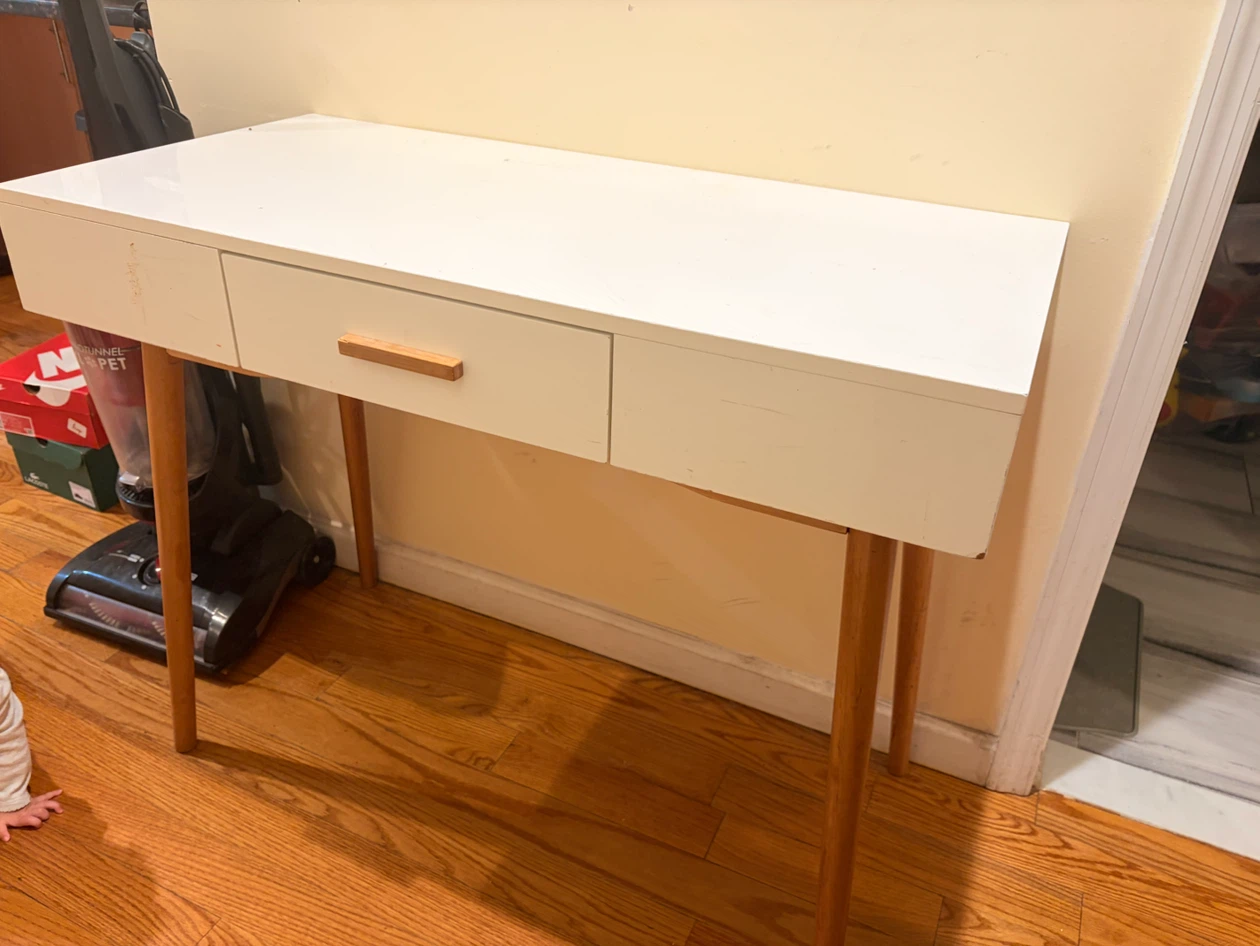 Mid-Century Modern Style White Writing Desk