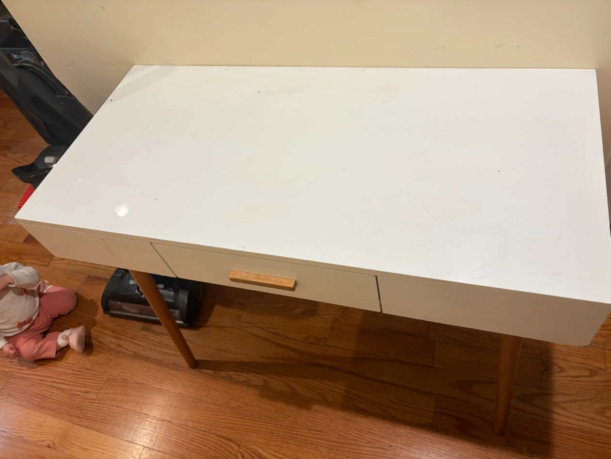 Mid-Century Modern Style White Writing Desk - photo 2