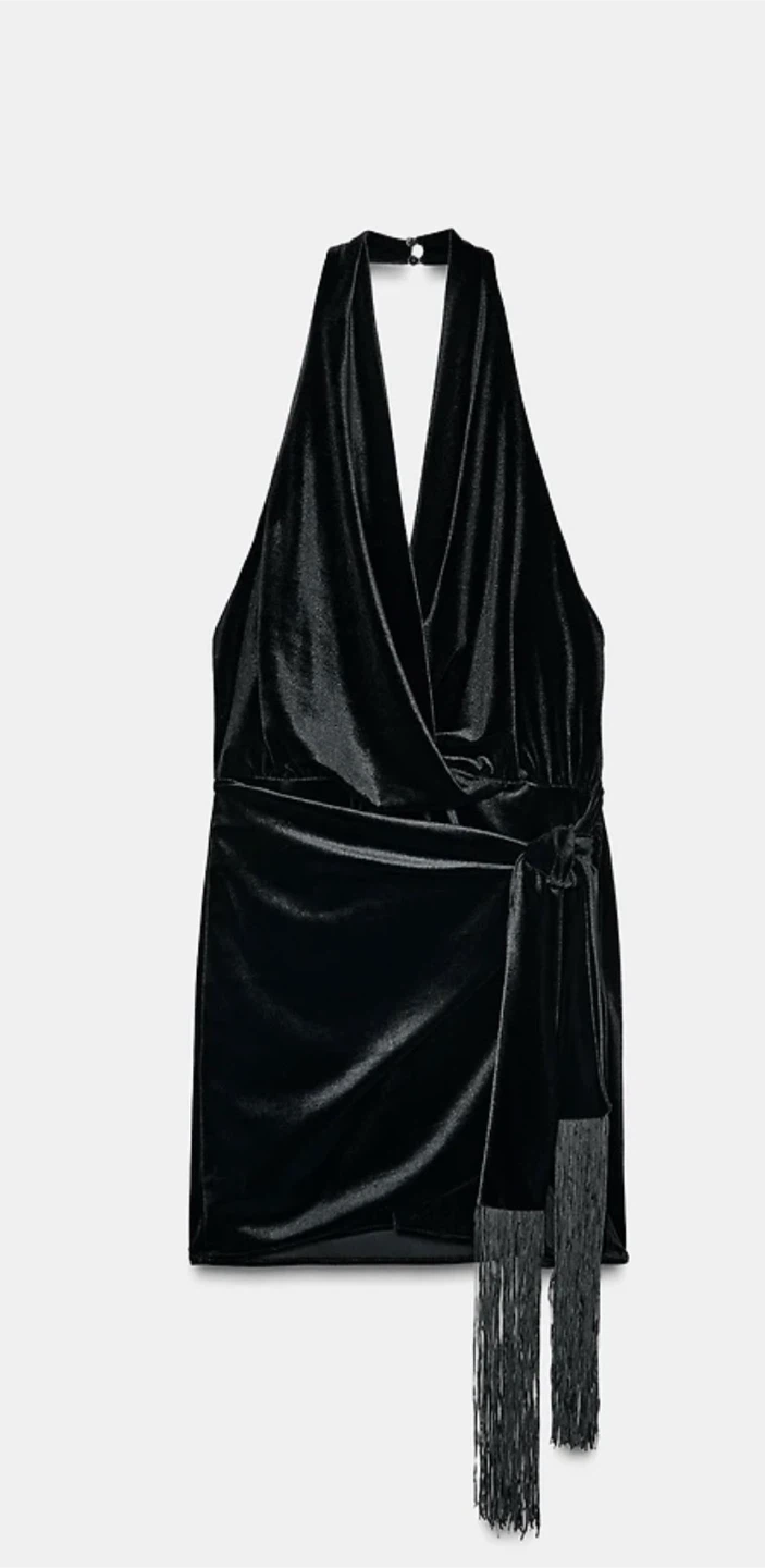 Zara Viral Green Velvet Fringe Long Vest Medium BNWOT - photo 3