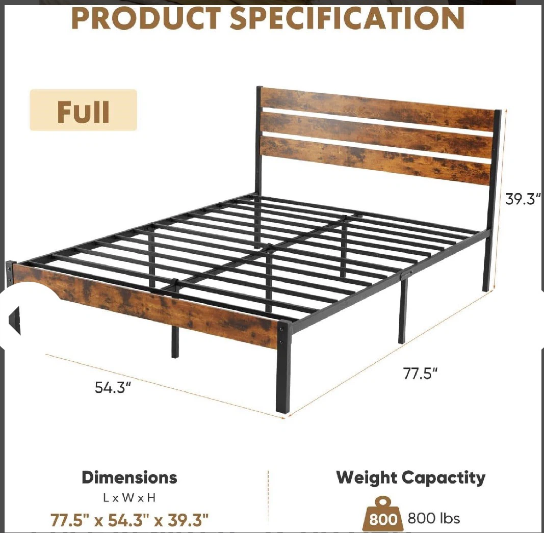 OLIXIS Full Size Bed Frame with Headboard, 800LBS