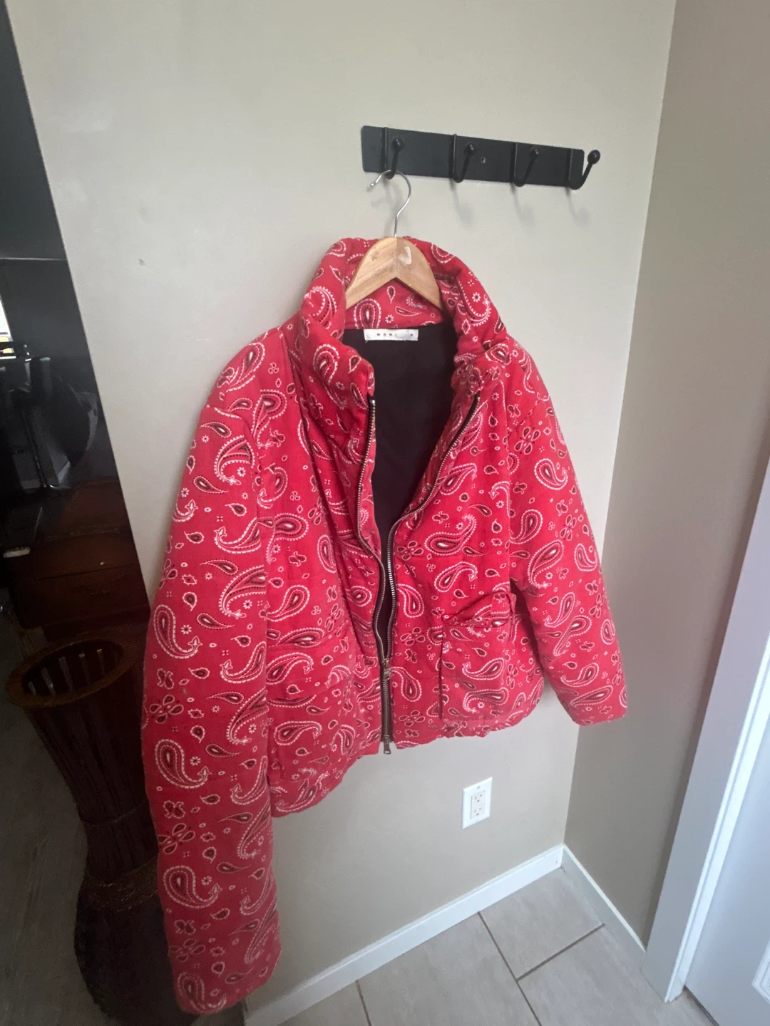 mnml Red Paisley Puffer Jacket - photo 2