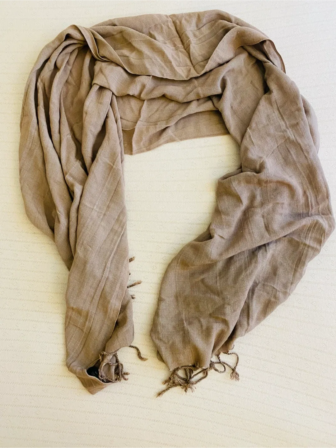 100% Cotton Gray Lightweight Fringe Scarf