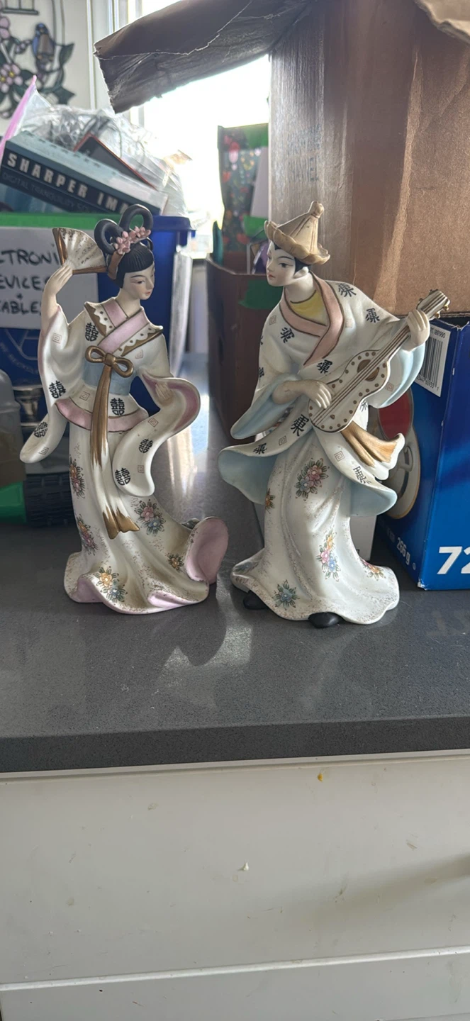 Pair of Asian-inspired Porcelain Figurines
