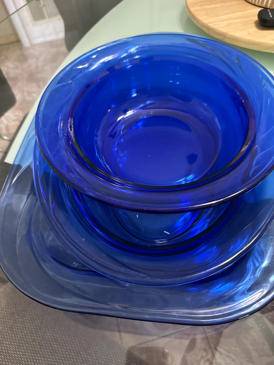 Vintage Cobalt Blue Glass Serving Set - photo 4