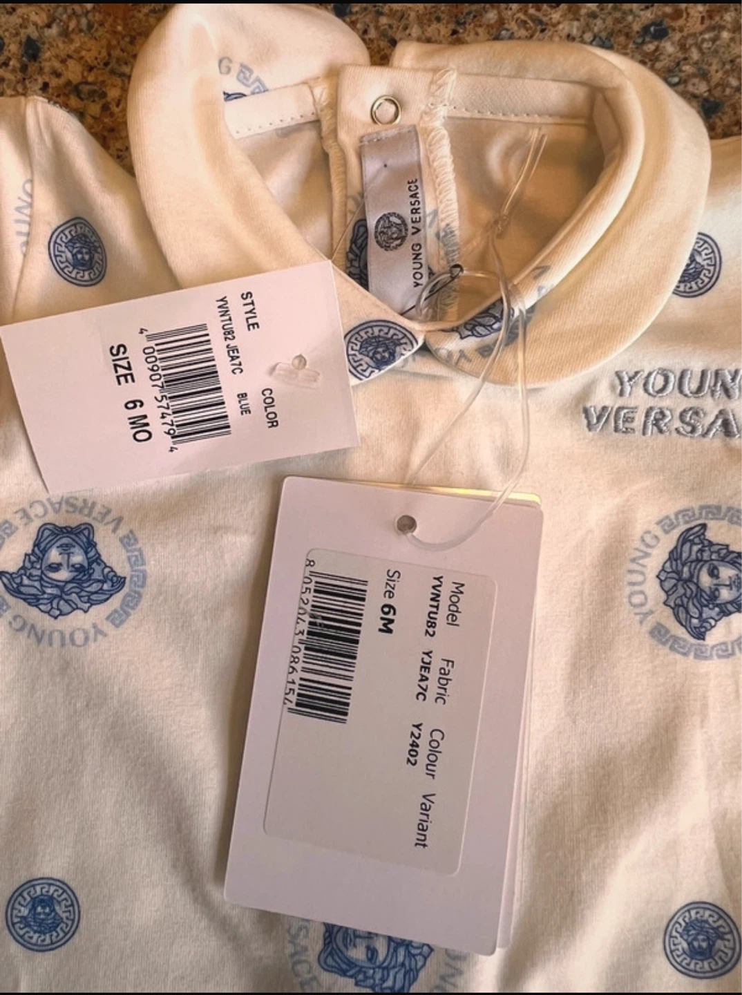 Original and Authentic Young Versace Baby Onesie, Size 6M - photo 3