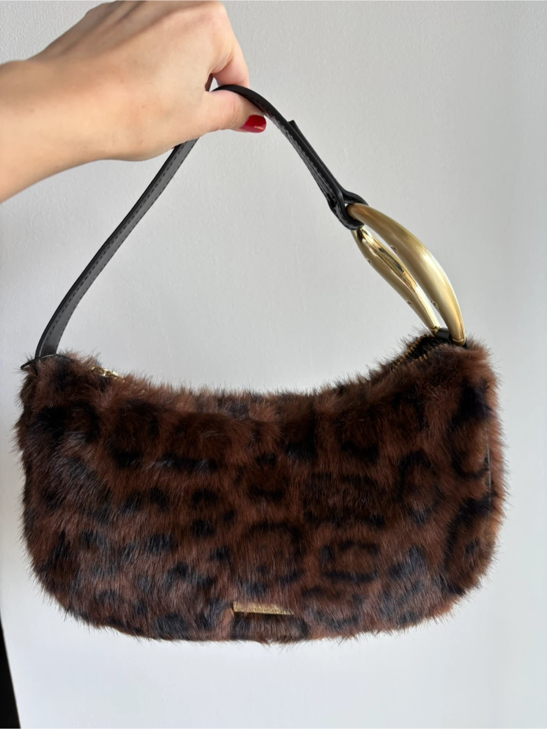 BCBG Generation Leopard Faux Fur Shoulder Bag