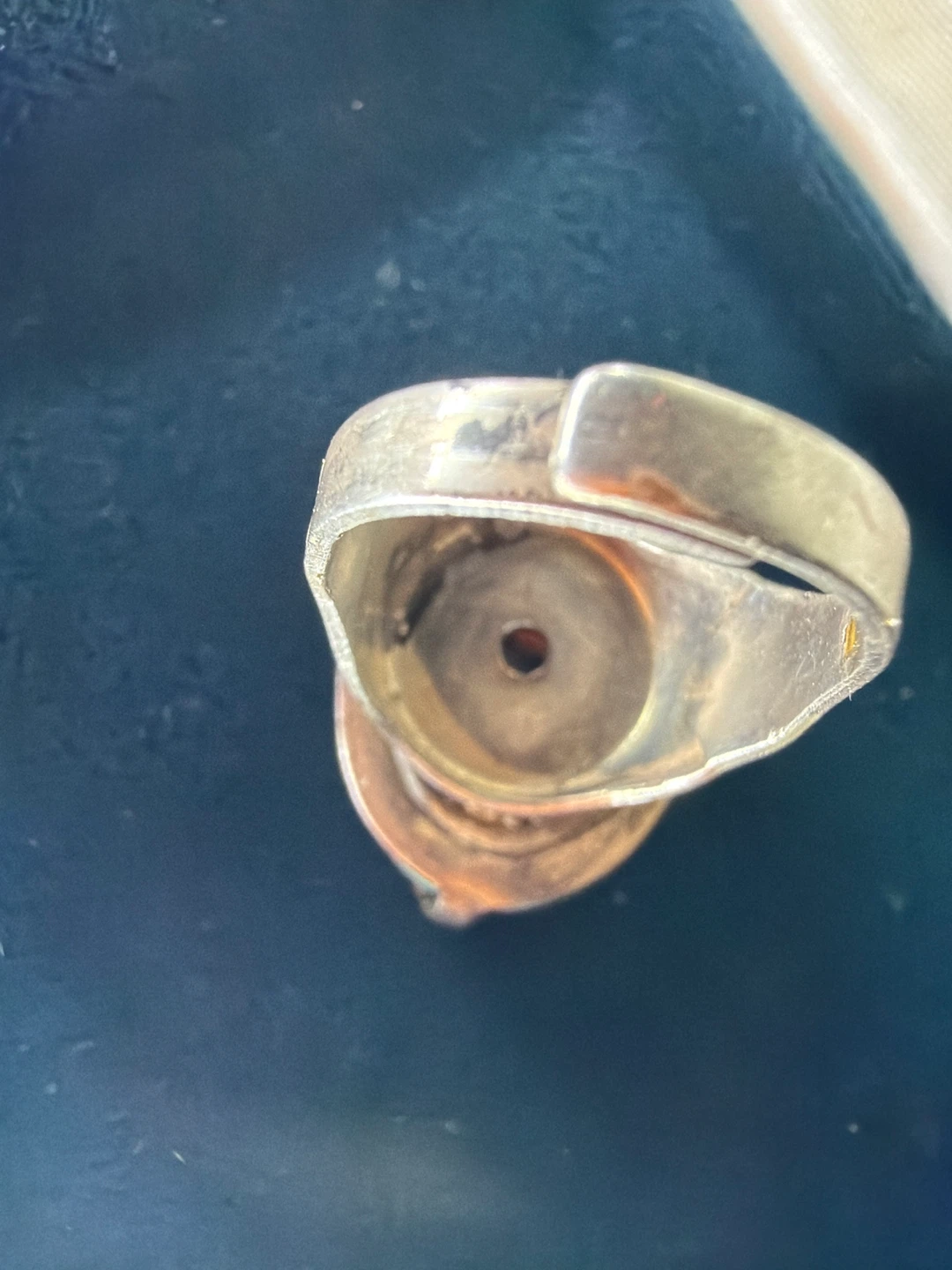 Vintage Sterling Silver Green Scarab Beetle Ring - photo 5
