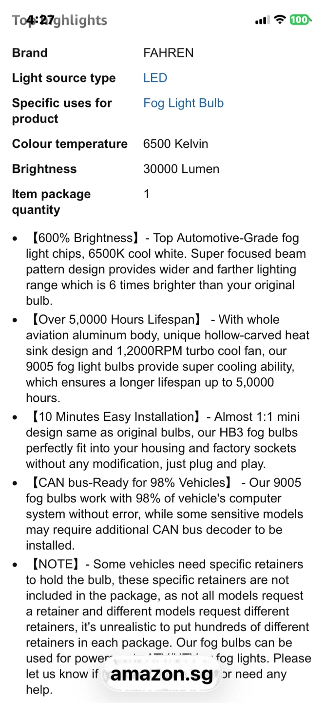 Fahren LED Fog Light Bulbs - photo 2