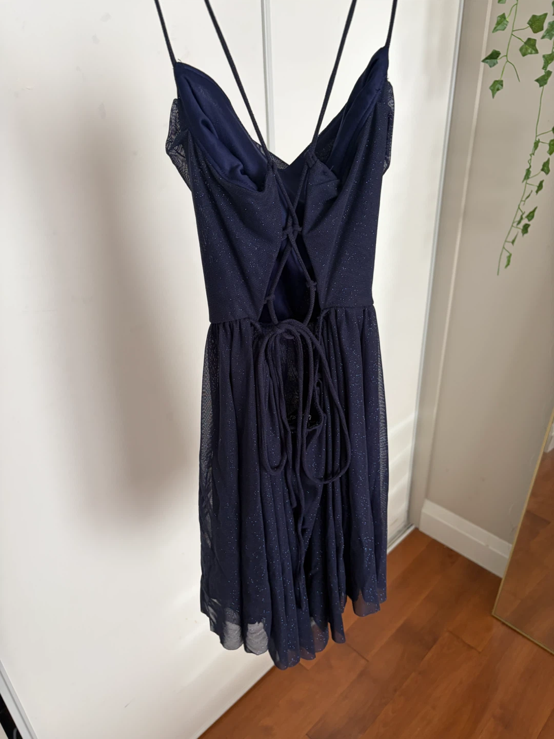 Navy Blue Glitter Mini Dress