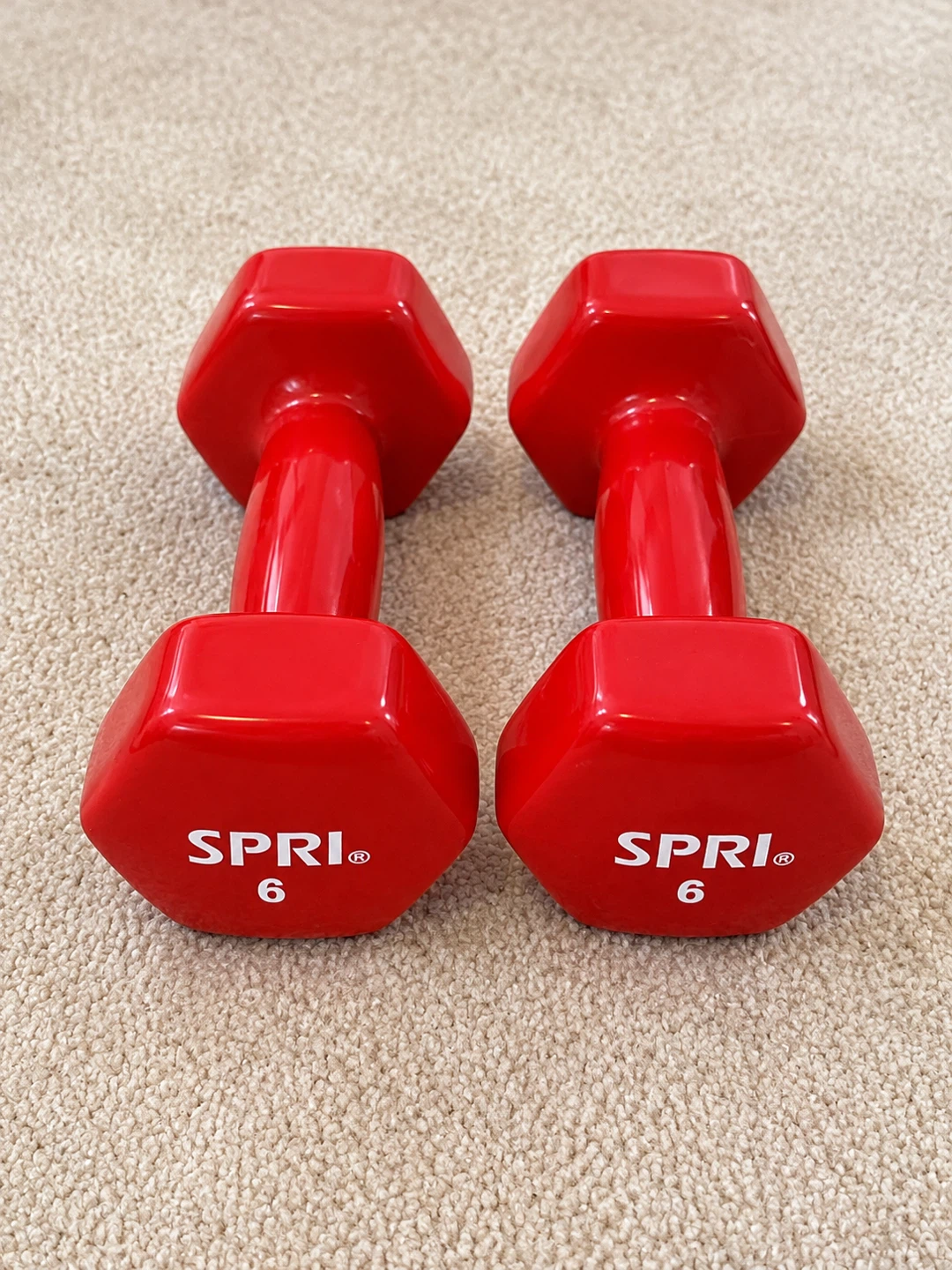 SPRI 6lb Red Dumbbells - Pair