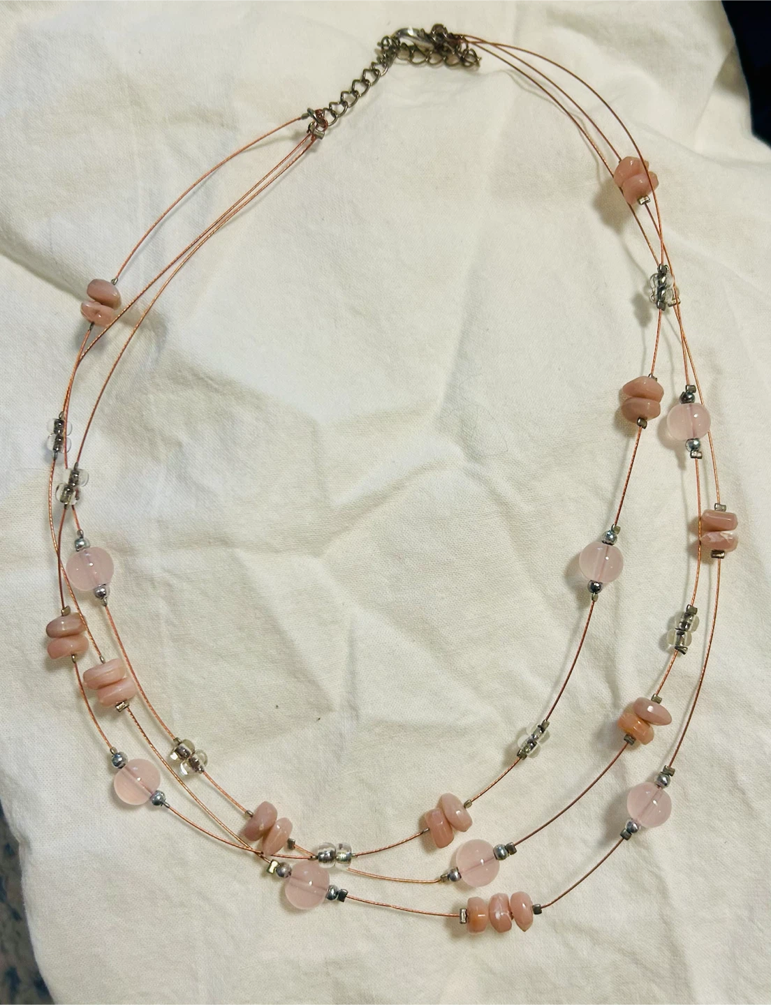 Pink Beaded Multi-Strand Necklace