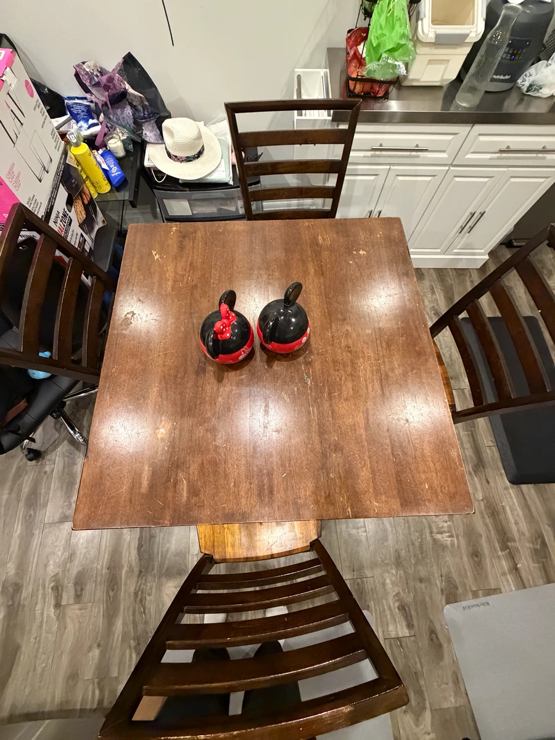 Dark Wood Dining Table with 4 Chairs