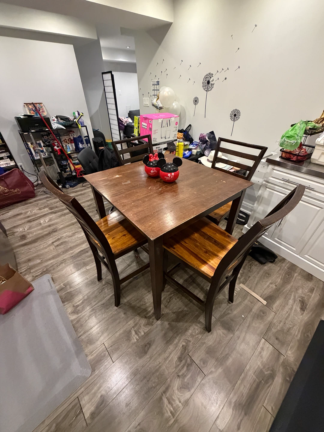 Dark Wood Dining Table with 4 Chairs - photo 2