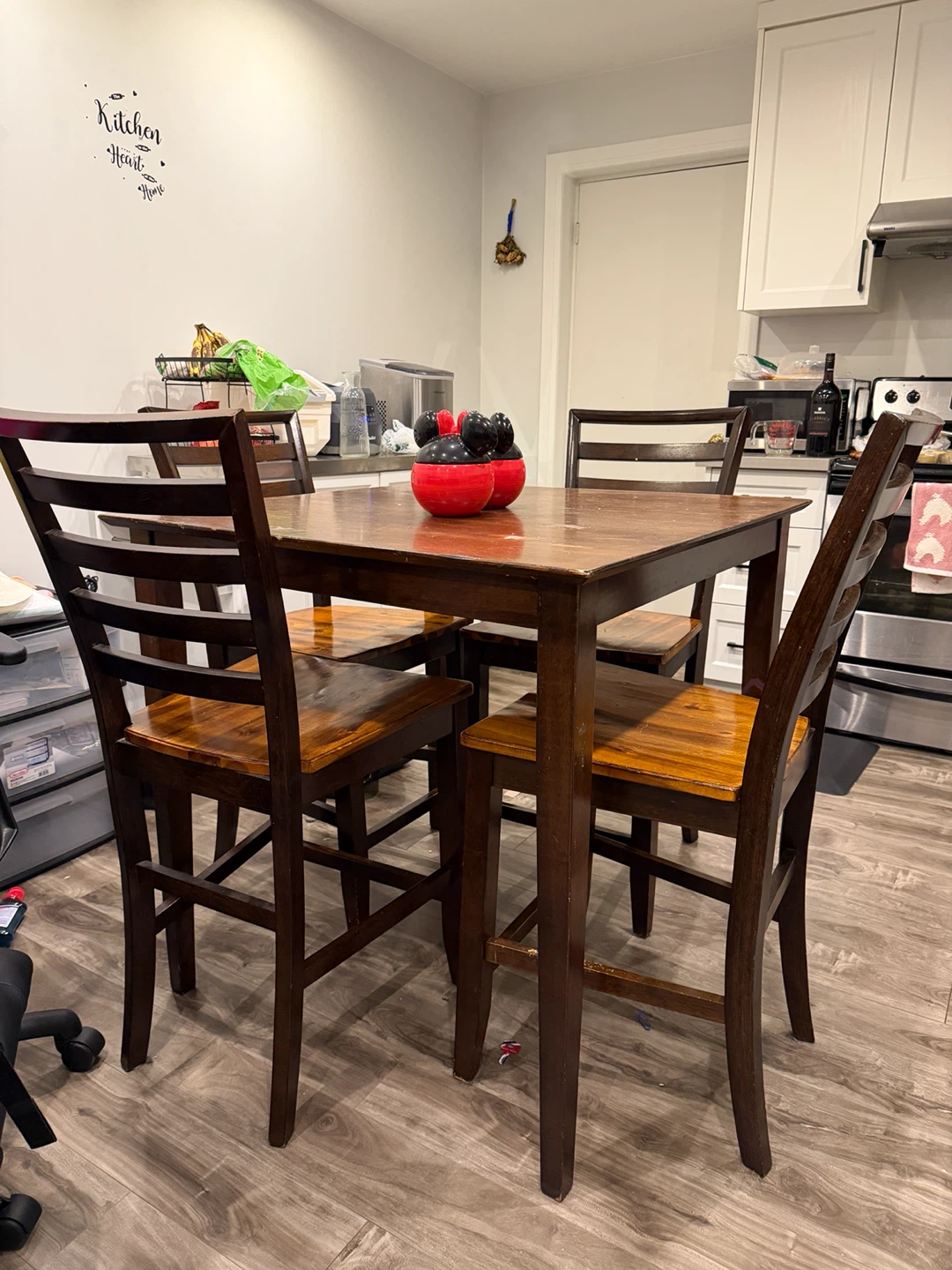 Dark Wood Dining Table with 4 Chairs - photo 3