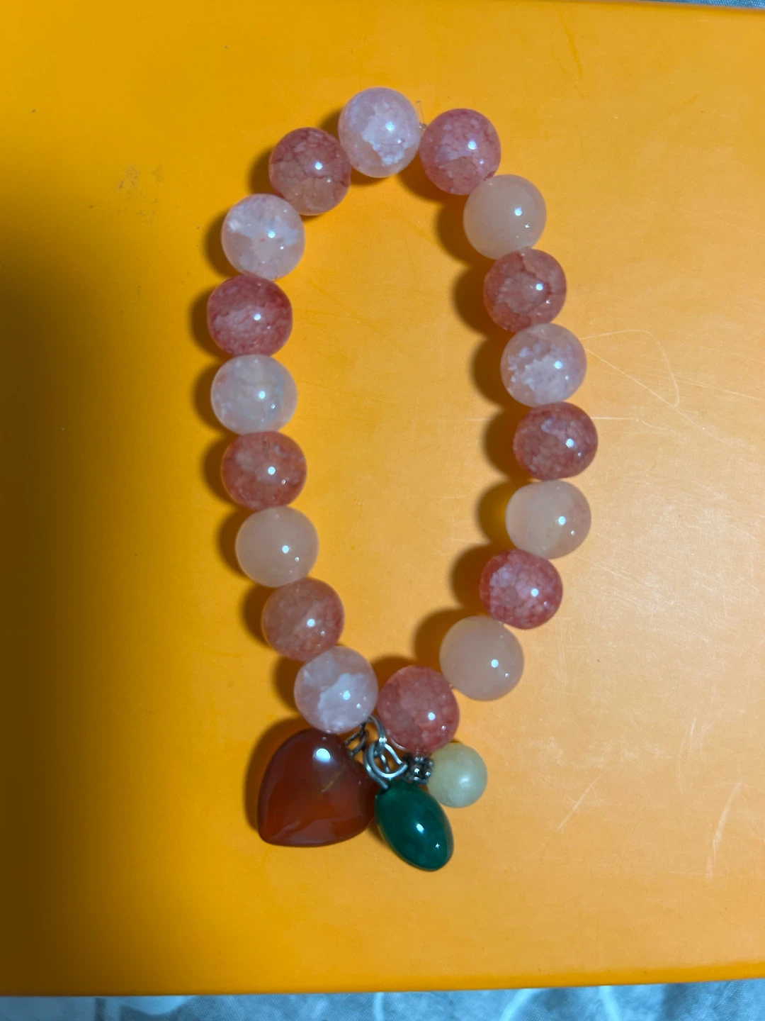 Pink Beaded Bracelet with Charms