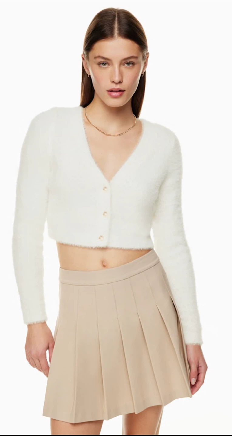 S-Aritzia Wilfred Free Fuzzy White Cardigan