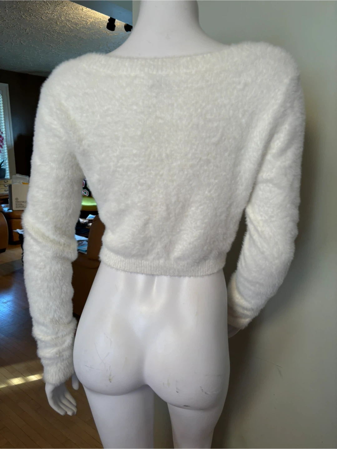 S-Aritzia Wilfred Free Fuzzy White Cardigan - photo 4
