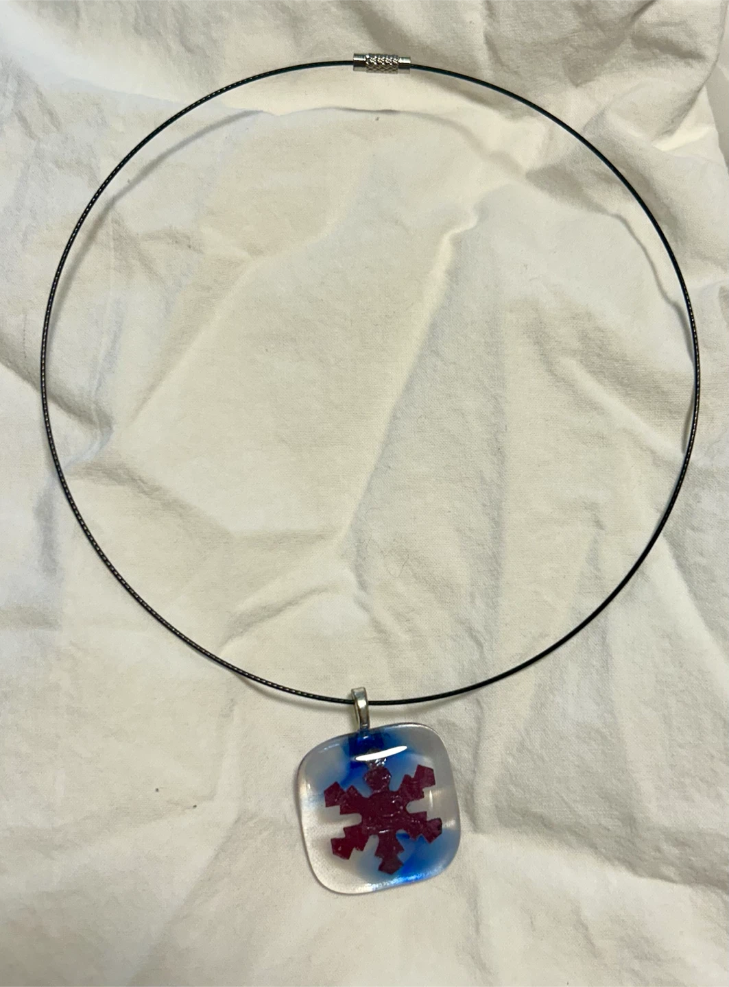 Glass Snowflake Pendant Necklace