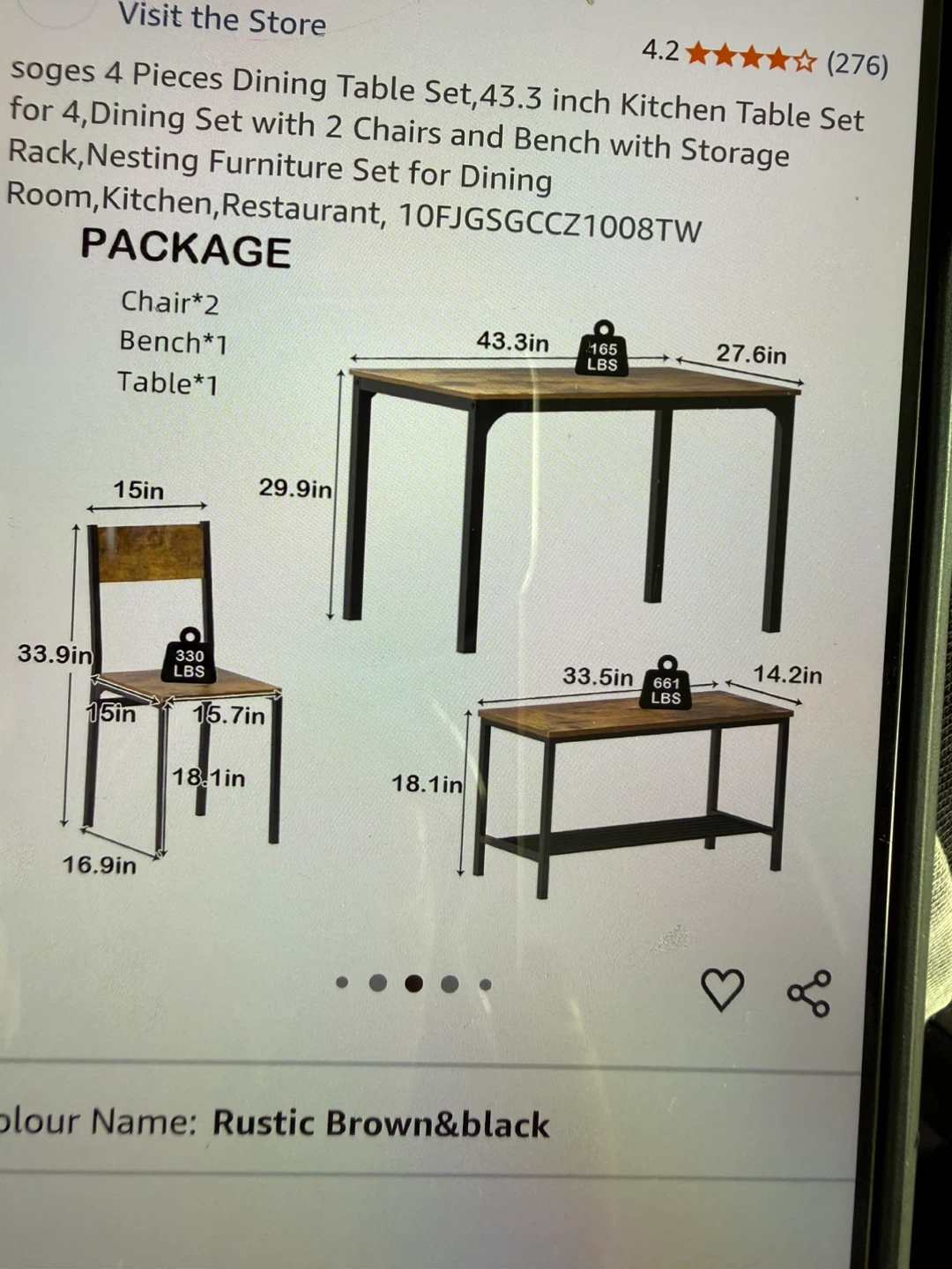4-Piece Dining Table Set - photo 5