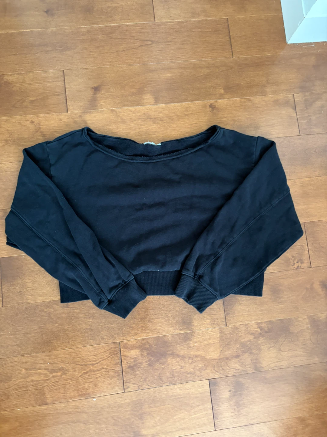 Garage Black Cropped Off the Shoulder Sweatshirt