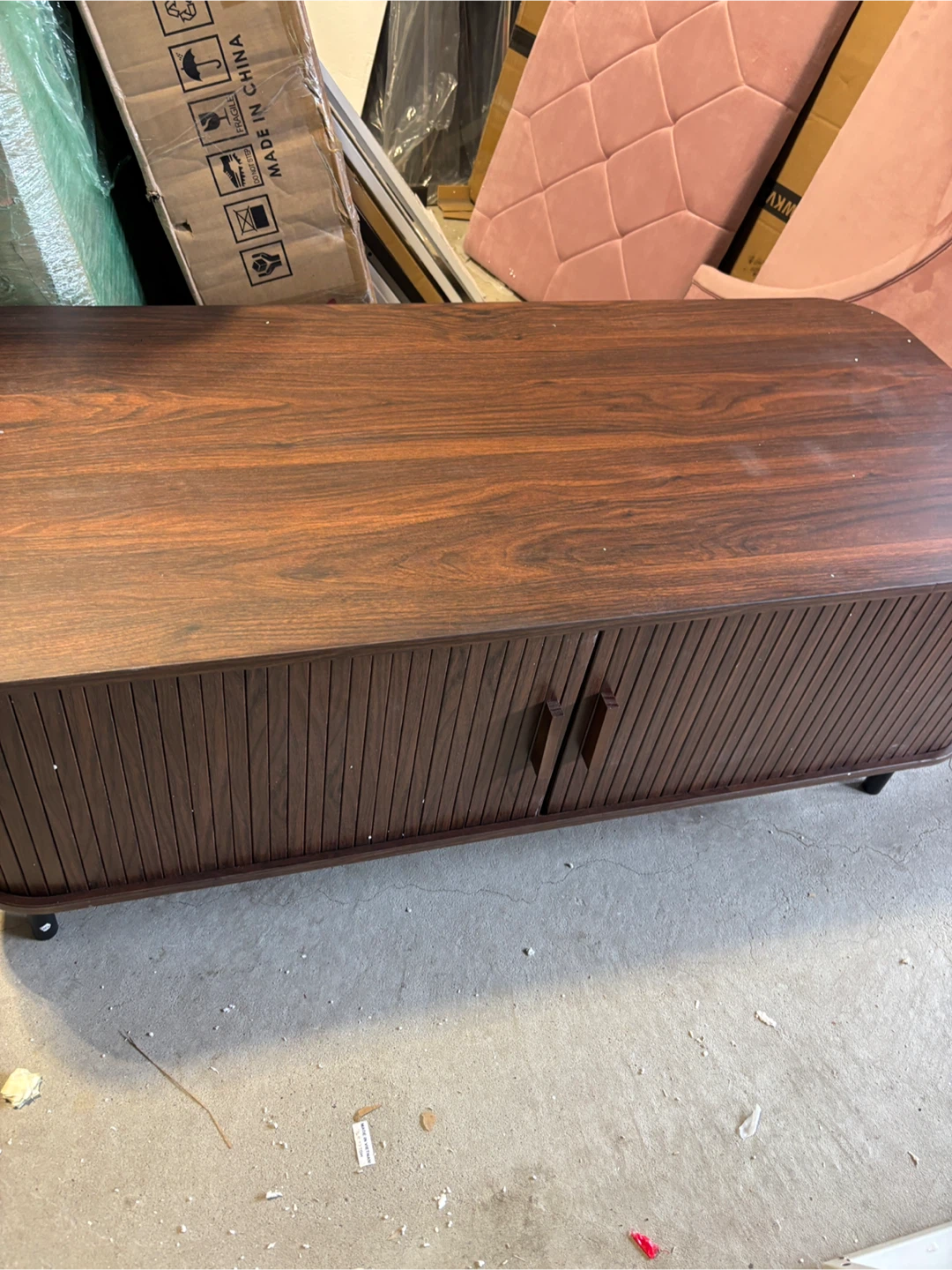 Dark Wood Fluted  tambour coffee table - photo 2