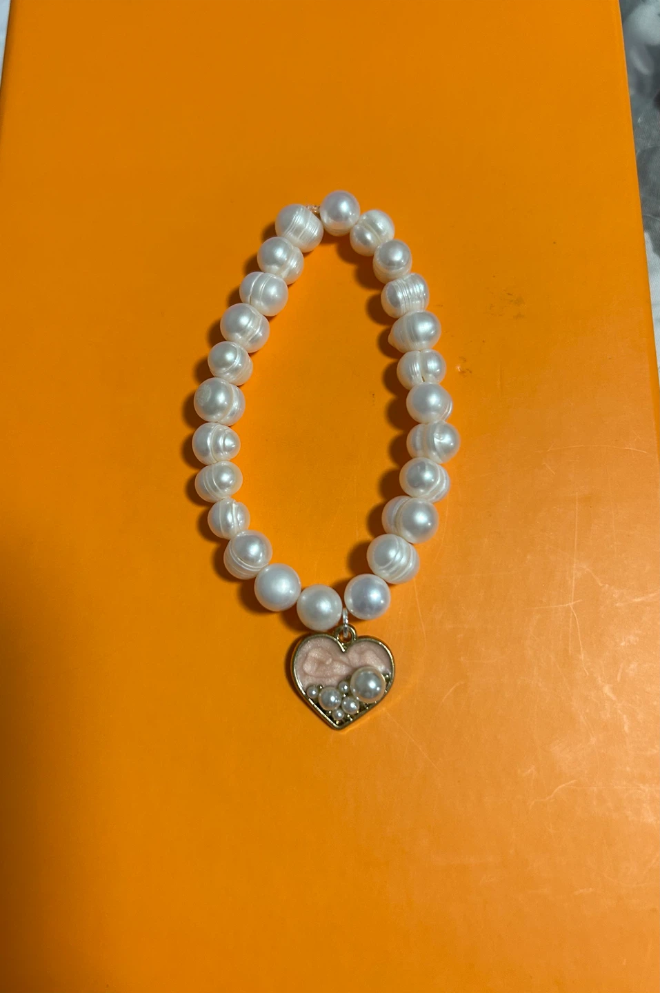 Freshwater Pearl Bracelet with Heart Charm