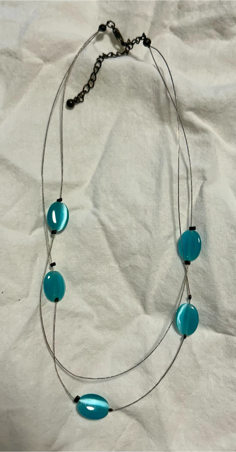 Blue Beaded Double-Strand Necklace