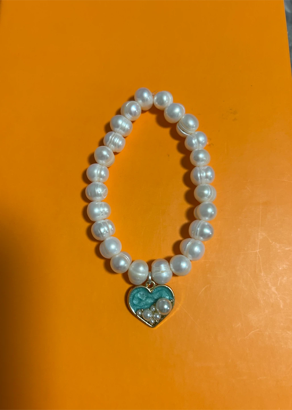 Fresh Water Pearl Heart Charm Bracelet