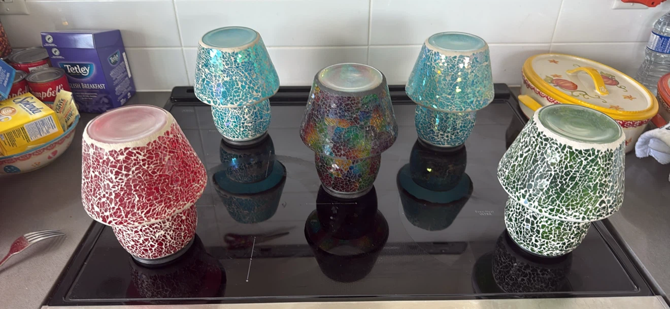 Mosaic Glass Mushroom Lamps
