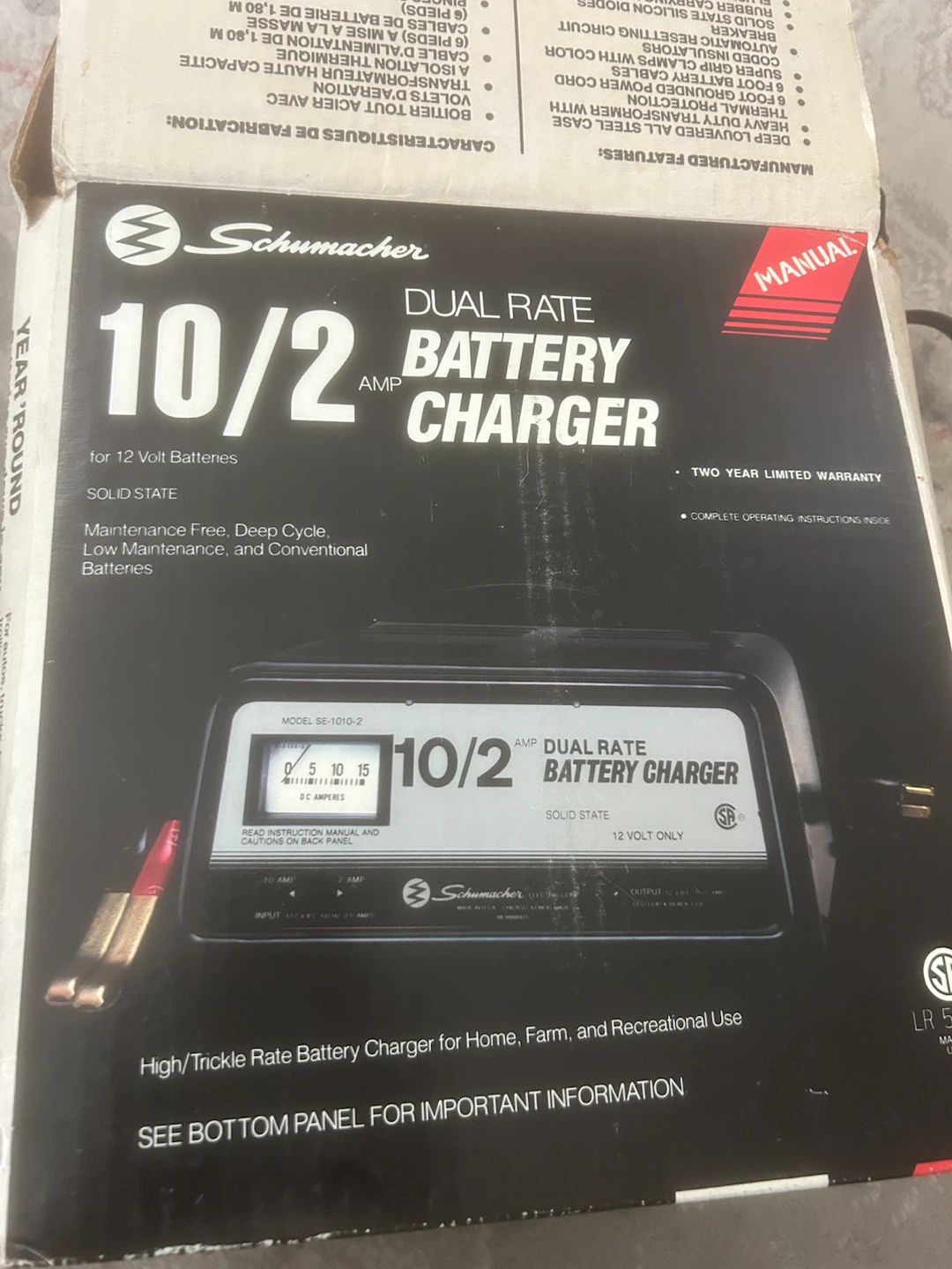 Schumacher 10/2 Amp Dual Rate Battery Charger