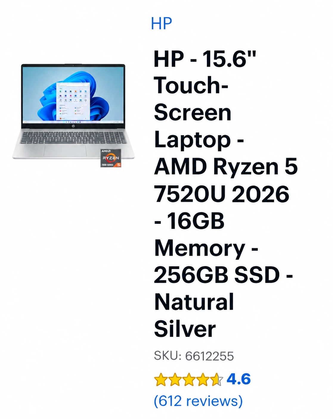 Gaming/work HP 15.6 inch Touch-Screen Laptop AMD Ryzen 5 - photo 2