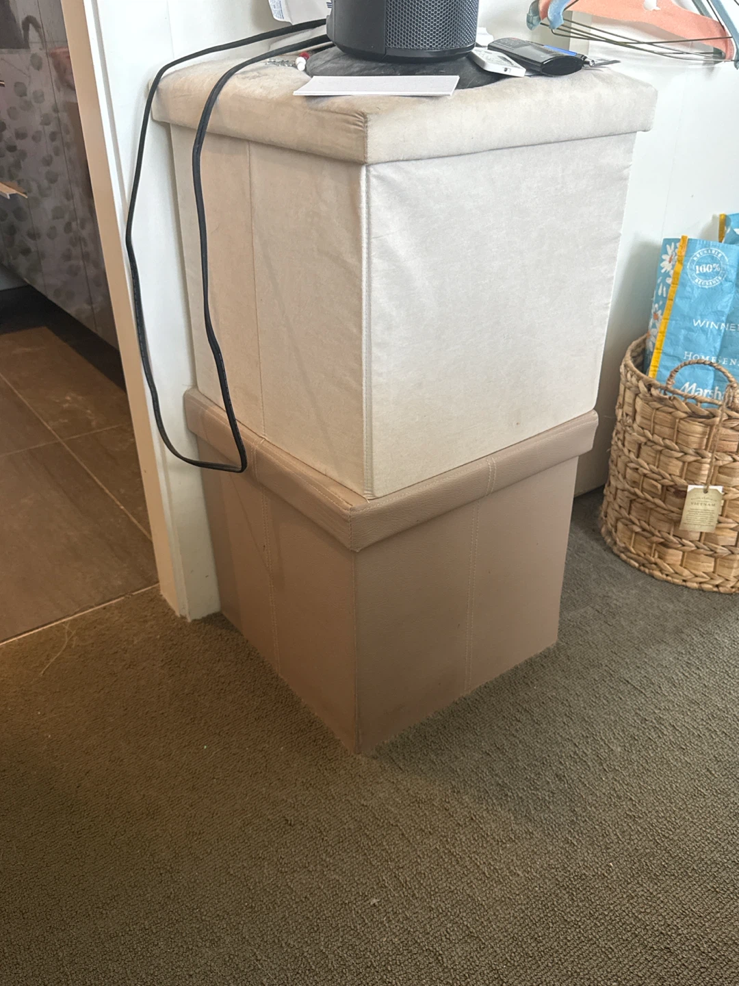 Collapsible Storage Ottoman Set