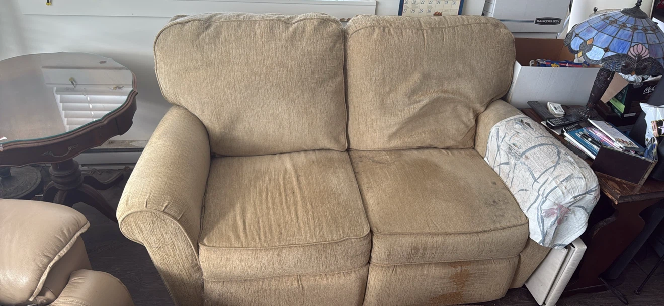Tan Two-Seater Loveseat Sofa