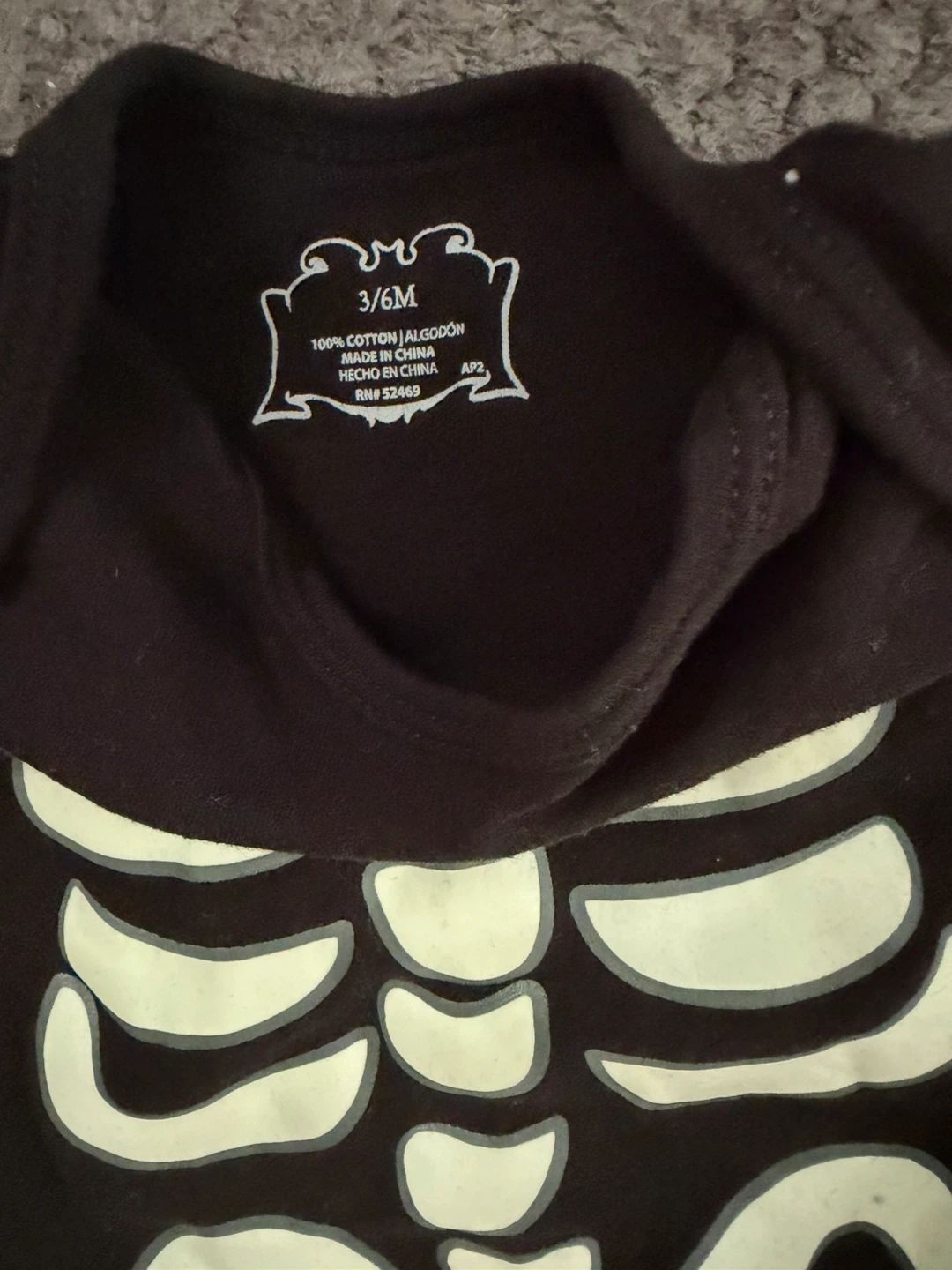 Baby Skeleton Long Sleeve Bodysuit, 3-6M - photo 4