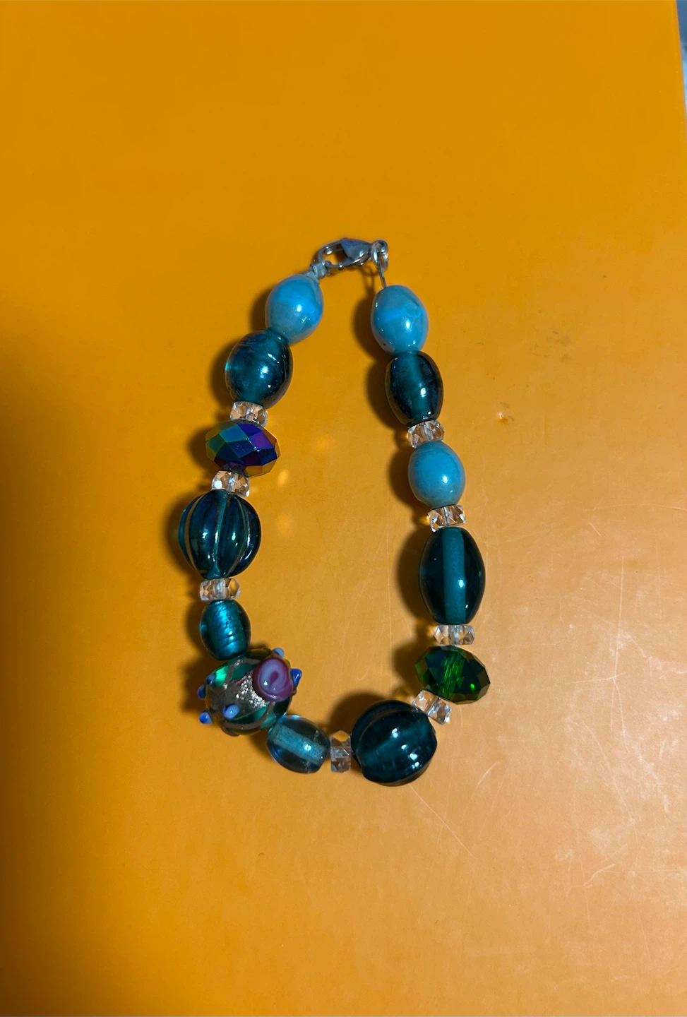 Blue and Green Beaded Bracelet