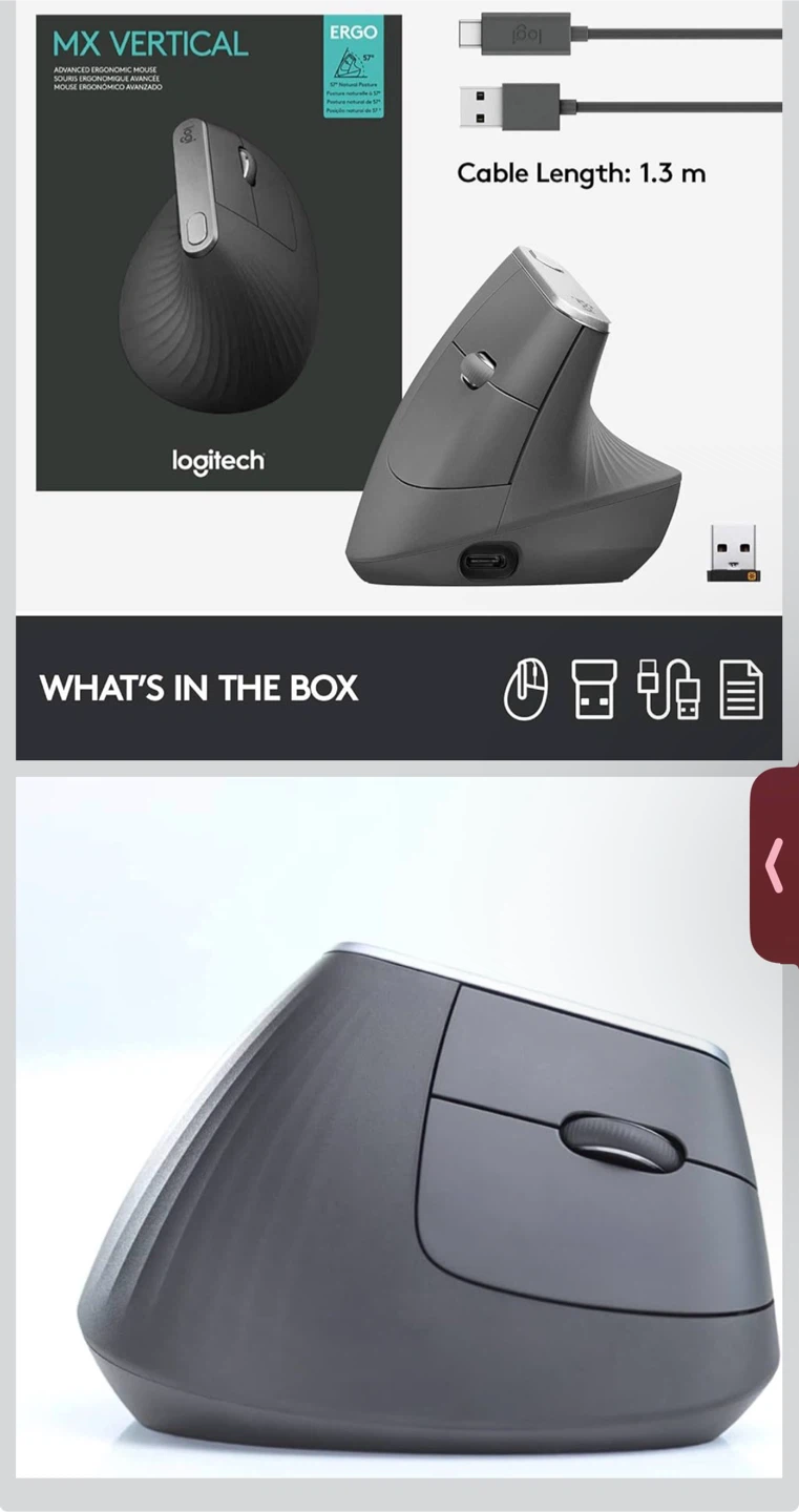 Logitech MX Vertical Ergonomic Mouse - photo 3